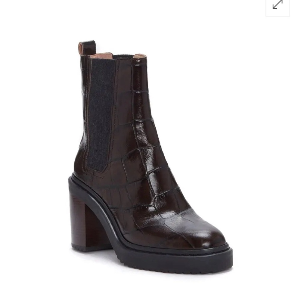 Louise et Cie Chocolate Croc Heeled Boots